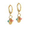 Boucles d'oreilles dorées turquoise/ rose
