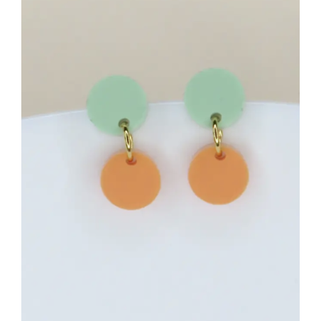 Boucles d'oreilles Dotty vert /orange