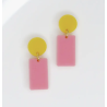 Boucles d'oreilles rose et jaune